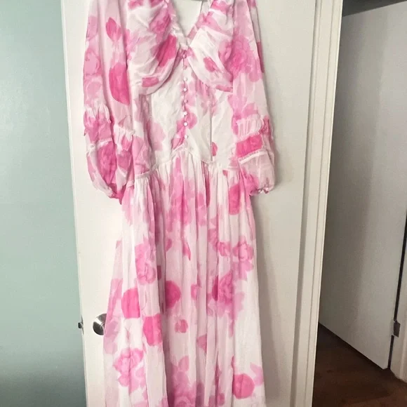 Pink Floral Maxi Dress - Picture 1 of 5